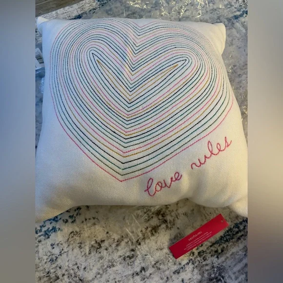 Aqua x Kerri Rosenthal Love Rules Embroidered Throw Blanket and Pillow - Picture 7 of 12